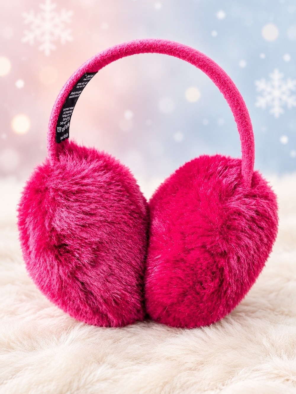 Faux Fur Hot Pink Earmuff Headphones - Comfortable Winter Ear Warmers